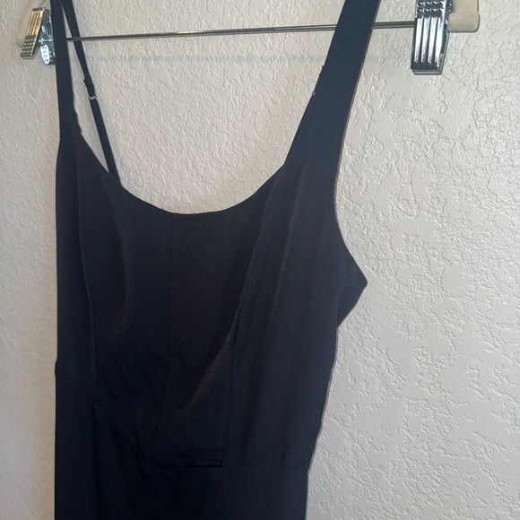 Abercrombie & Fitch Black Scoop Neck Fitted Side Slit Midi Dress Size Small - Picture 3 of 6
